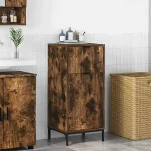 vidaXL Vidaxl Cabinet De Salle De Bain Chêne Fumé 39.5 X 36 X 88 Cm pas cher