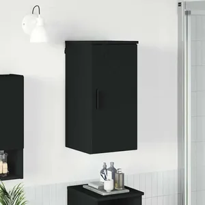 vidaXL Cabinet de salle de bain avec stockage Noir 30 x 31,5 x 61 cm pas cher