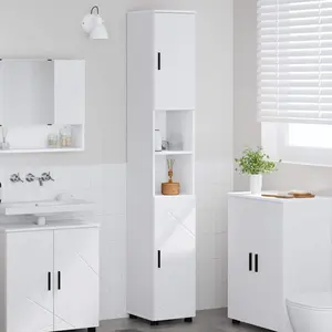 vidaXL Cabinet de salle de bain avec stockage Blanc 30 x 35 x 192 cm pas cher