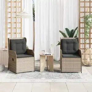 vidaXL Banc de jardin avec coussin 2 pcs Gris clair Poly rotin pas cher
