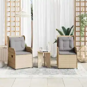 vidaXL Banc de jardin avec coussin 2 pcs Beige Poly rotin pas cher