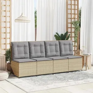 vidaXL Vidaxl Canapé De Jardin Avec Coussin Beige Poly Rotin pas cher