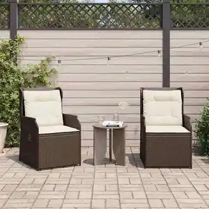 vidaXL Banc de jardin avec coussin 2 pcs Marron Poly rotin pas cher
