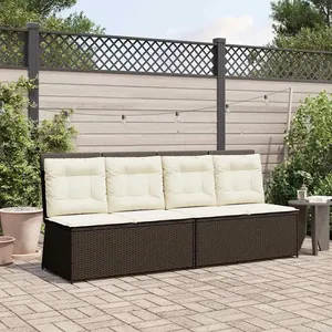 vidaXL Banc de jardin avec coussin Marron Poly rotin pas cher