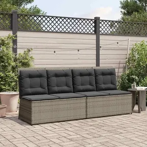 Comparateur de prix : vidaXL Banc de jardin avec coussin Gris Poly rotin