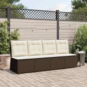 vidaXL Vidaxl Canapé De Jardin Avec Coussin Marron Poly Rotin pas cher