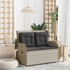 vidaXL Banc de jardin avec coussin Gris clair Poly rotin pas cher