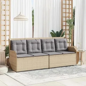 vidaXL Vidaxl Banc De Jardin Avec Coussin Beige Poly Rotin pas cher