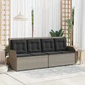 vidaXL Banc de jardin avec coussin Gris clair Poly rotin pas cher