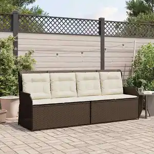 vidaXL Vidaxl Banc De Jardin Avec Coussin Marron Poly Rotin pas cher
