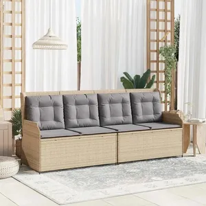 vidaXL Vidaxl Banc De Jardin Avec Coussin Beige Poly Rotin pas cher