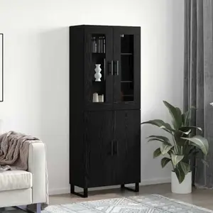 vidaXL Haut Armoire Chêne noir 69,5 x 34 x 90 cm Bois d'ingénierie pas cher