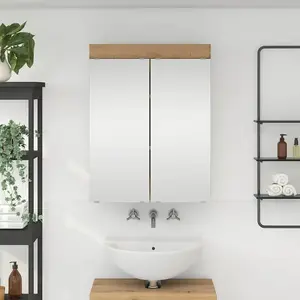 vidaXL Amoire de salle de bain avec miroir TULUM Chêne artisanal pas cher