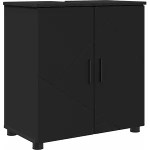 vidaXL Cabinet de salle de bain Noir 61 x 35 x 64 cm Bois d'ingénierie pas cher