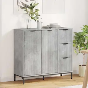 vidaXL Buffet Gris béton 89,5 x 33 x 82 cm Bois d'ingénierie pas cher