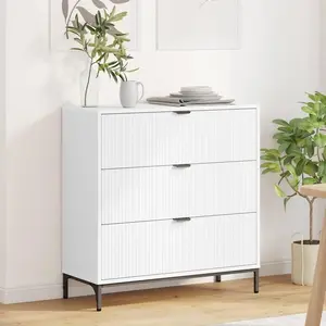 vidaXL Sideboard avec tiroirs blanc 79,5 x 33 x 82 cm Bois composite pas cher