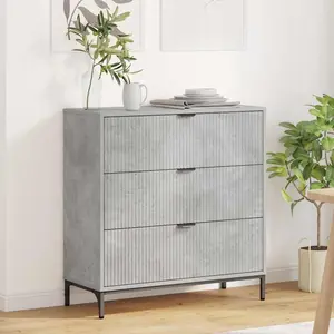 vidaXL Vidaxl Buffet Gris Béton 79,5 X 33 X 82 Cm Bois D'ingénierie pas cher