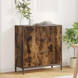 vidaXL Vidaxl Buffet Chêne Fumé 79,5 X 33 X 82 Cm Bois D'ingénierie pas cher