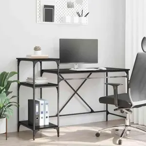 vidaXL Vidaxl Bureau Chêne Noir 135 X 50 X 90 Cm Bois D'ingénierie pas cher