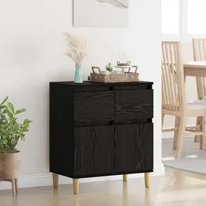 vidaXL Sideboard noir imitation chêne 60 x 35 x 70 cm Bois composite pas cher