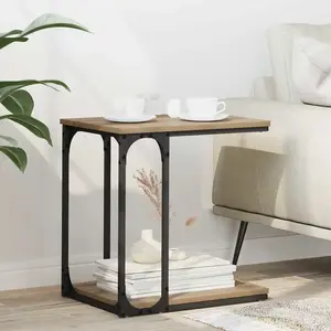 vidaXL Table d'appoint avec étagère Chêne artisanal 50 x 35 x 52 cm pas cher