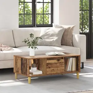 vidaXL Table basse Bois Ancien 90 x 50 x 26,5 cm Bois d'ingénierie pas cher