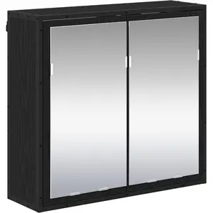 Comparateur de prix : Armoire Miroir De Salle De Bain Chêne Noir 65 X 20 X 60 Cm Vidaxl
