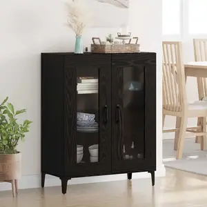 vidaXL Sideboard noir imitation chêne 69,5 x 34 x 90 cm pas cher