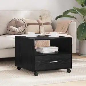 vidaXL Vidaxl Table Basse Chêne Noir 55 X 55 X 45 Cm Bois D'ingénierie pas cher