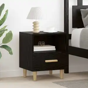 vidaXL Cabinet de chevet avec tiroir Chêne noir 40 x 35 x 47.5 cm pas cher