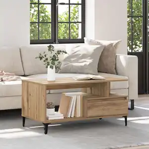 vidaXL Table basse chêne artisanal 90 x 49 x 45 cm Bois d'ingénierie pas cher