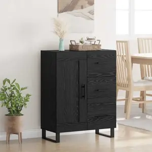 vidaXL Sideboard avec tiroirs noir imitation chêne 69,5 x 34 x 90 cm pas cher