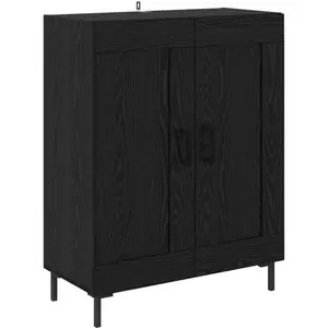 vidaXL Buffet Chêne noir 69,5 x 34 x 90 cm Bois d'ingénierie et fer pas cher