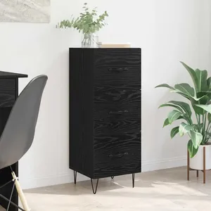 vidaXL Vidaxl Buffet Chêne Noir 34 X 34,5 X 90 Cm Bois D'ingénierie pas cher
