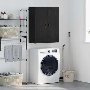 vidaXL Armoire murale noire aspect chêne 69,5 x 34 x 90 cm pas cher