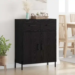 vidaXL Sideboard noir imitation chêne 69,5 x 34 x 90 cm Bois composite pas cher