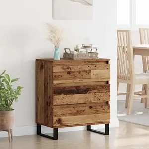 vidaXL Buffet avec tiroirs vieux bois 60 x 35 x 70 cm Bois composite pas cher