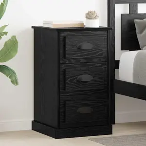vidaXL Cabinet de chevet avec tiroir Chêne noir 39 x 39 x 67,5 cm pas cher