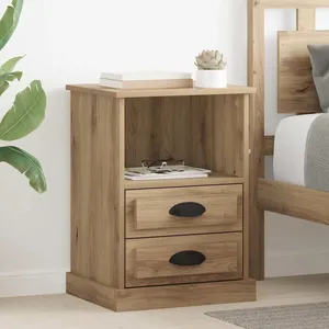 vidaXL Cabinet de chevet avec tiroir Chêne artisanal 36 x 43 x 60 cm pas cher