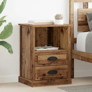 vidaXL Cabinet de chevet avec tiroir 2 pcs Bois ancien 36 x 43 x 60 cm pas cher