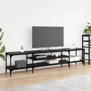 vidaXL Meuble TV noir imitation chêne 201 x 35 x 45 cm pas cher