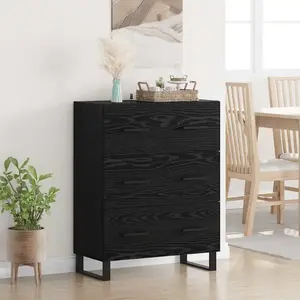 vidaXL Sideboard avec tiroirs noir imitation chêne 69,5 x 34 x 90 cm pas cher
