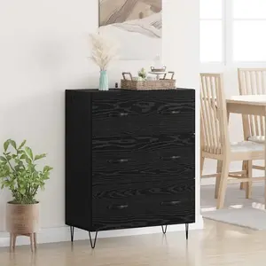 vidaXL Sideboard avec tiroirs noir imitation chêne 69,5 x 34 x 90 cm pas cher