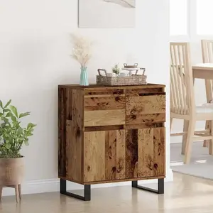 vidaXL Buffet vieux bois 60 x 35 x 70 cm bois composite et fer pas cher