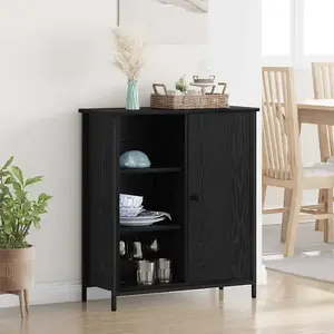 vidaXL Sideboard noir imitation chêne 70 x 30 x 80 cm Bois composite pas cher