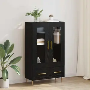 vidaXL Buffet haut noir imitation chêne 69,5 x 31 x 115 cm pas cher