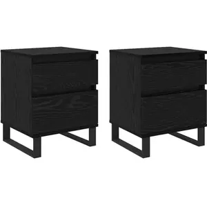 vidaXL Cabinet de chevet avec tiroir 2 pcs Chêne noir 40 x 35 x 50 cm pas cher