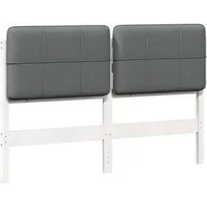 vidaXL Tête de lit capitonnée Blanc et gris clair 120 cm Pin massif pas cher