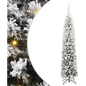 vidaXL Vidaxl Sapin De Noël Artificiel With Leds Vert Et Blanc 180 Cm ... pas cher