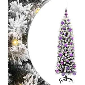 vidaXL Vidaxl Sapin De Noël Mince Avec 150 Led Vert 120 Cm Plastique E... pas cher